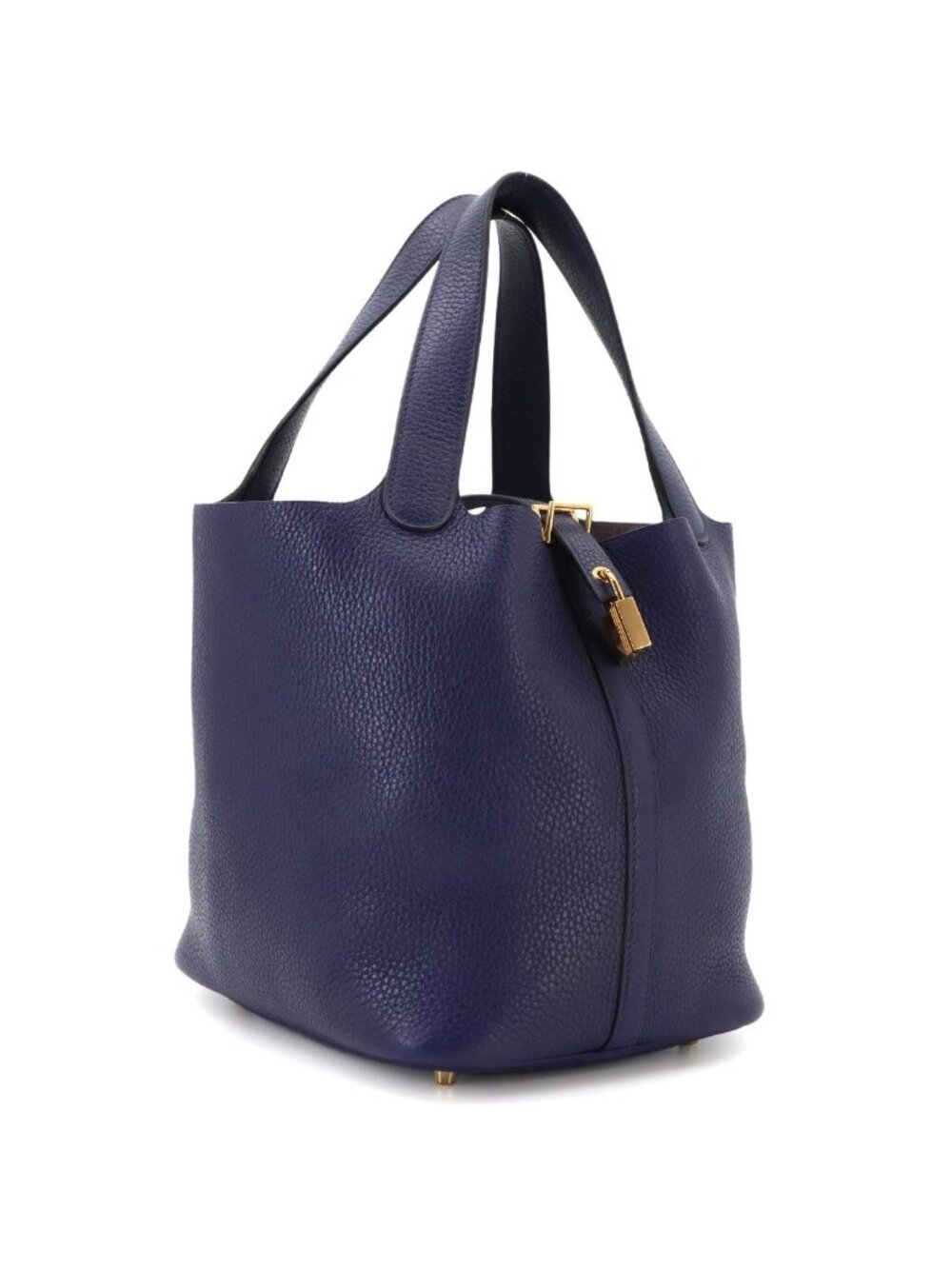 Hermes Picotin Lock Hand Bag Taurillon Clemence Blue Gold - Picture 3 of 9